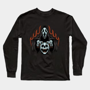 Masked Skeleton Necromancer Long Sleeve T-Shirt